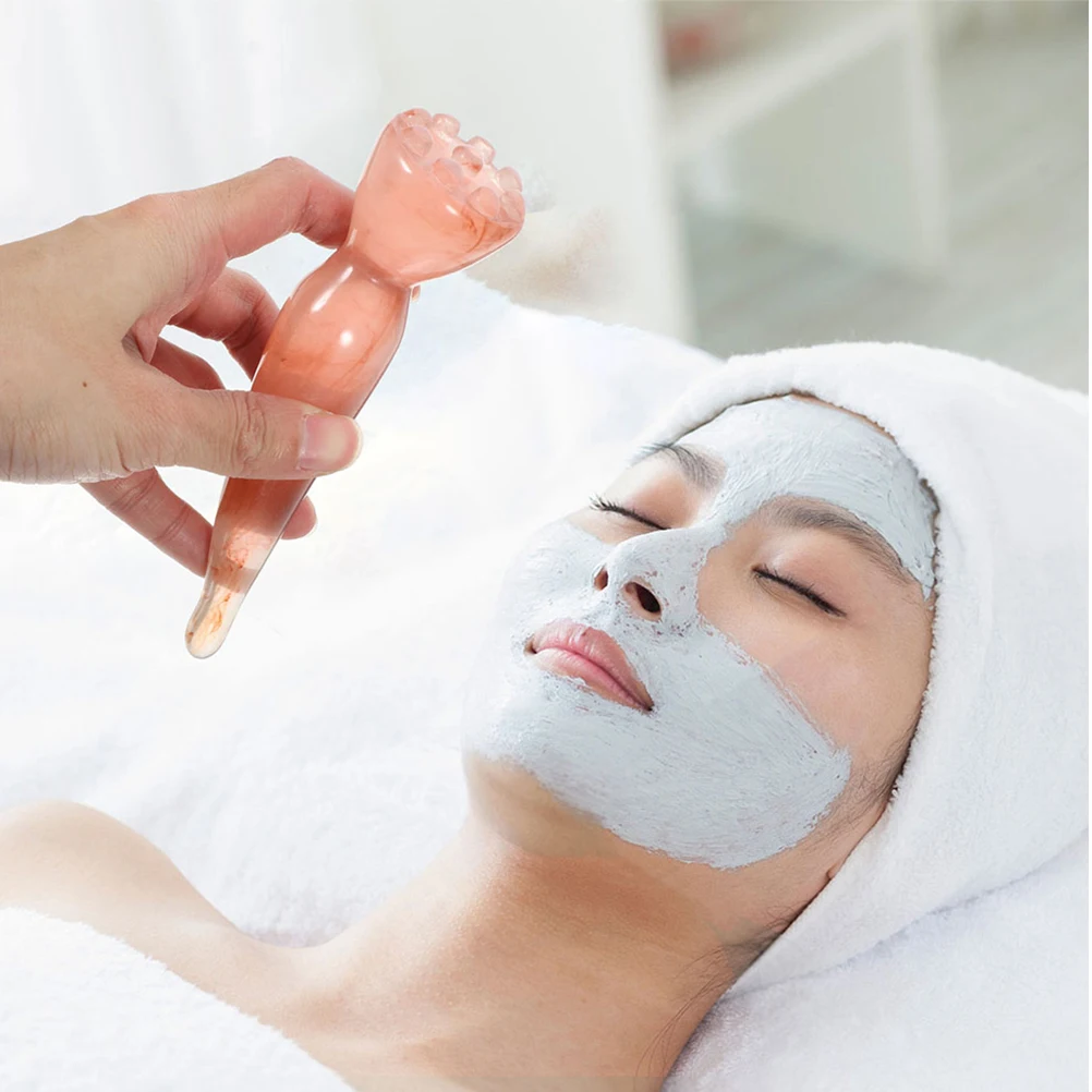 

Facial Massage Stick Gua Sha Tool Resin Acupressure Handheld Double Chin Reducer Scraping Rod Massage Tools Facial Meridian