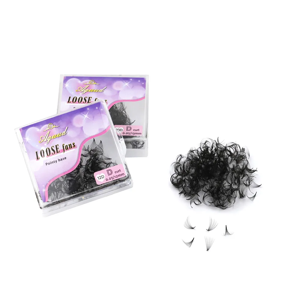 AGUUD 3D to 20D Loose Fans LashThin Pointy Base Russian Volume Eyelashes Extensions Sharp Narrow Stem Premade Volume Fans