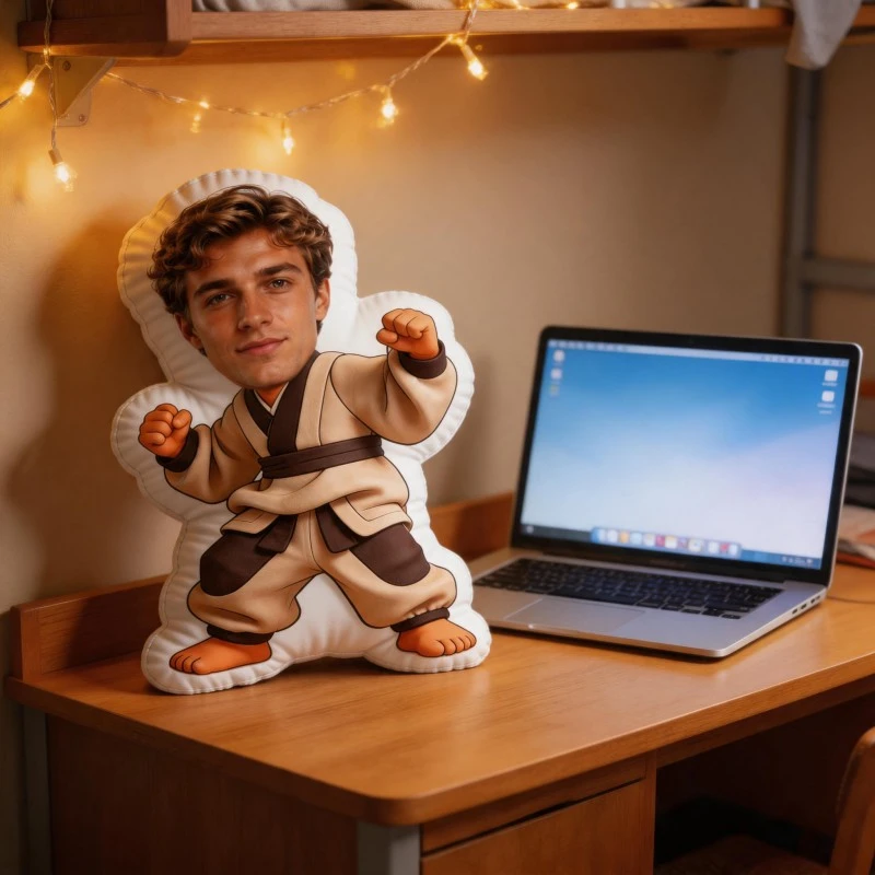 Custom Photo Martial Arts Shaped Pillow, Personalized Karate Outfit Decorative Cushion, Unique Home Decor Accent for Sofa & Bedr
