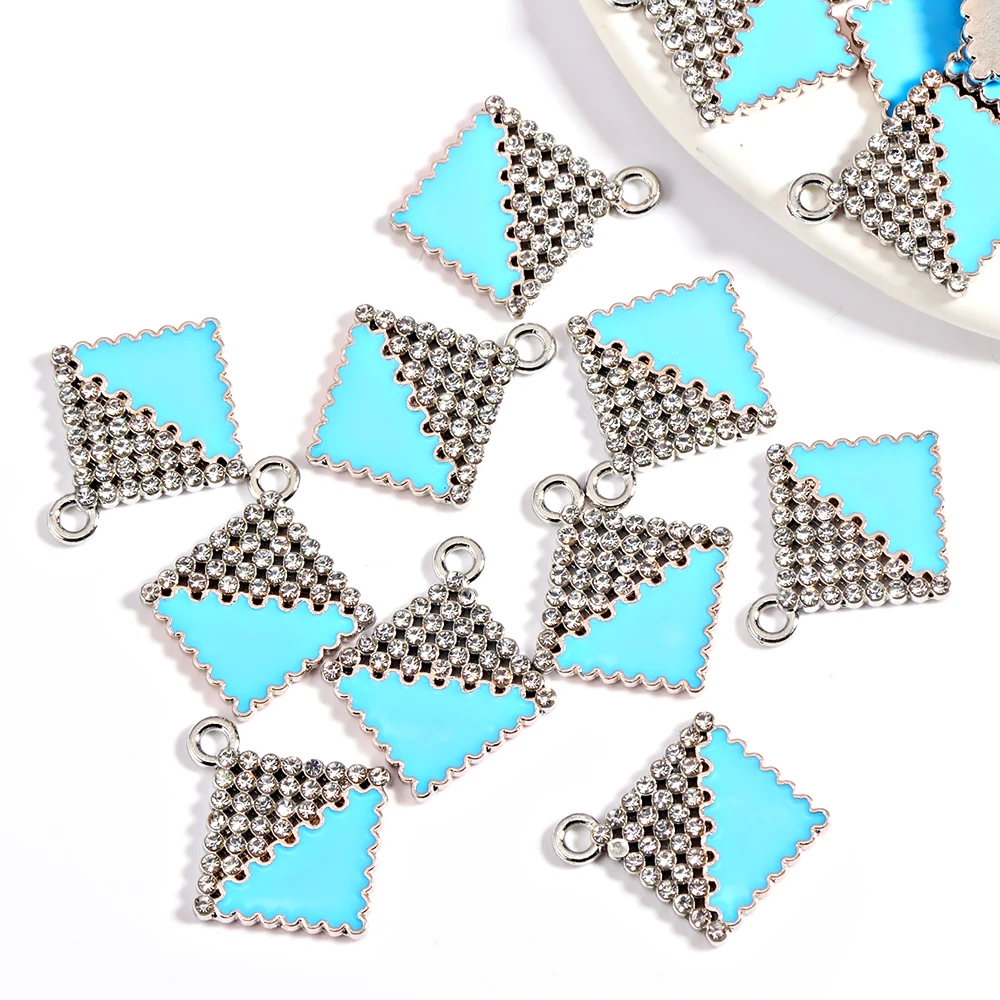 10 قطعة/الوحدة لامعة المينا سبائك كريستال مستطيلة سحر حساسة قلادة أقراط قلادة صنع المجوهرات اكسسوارات بالجملة #5