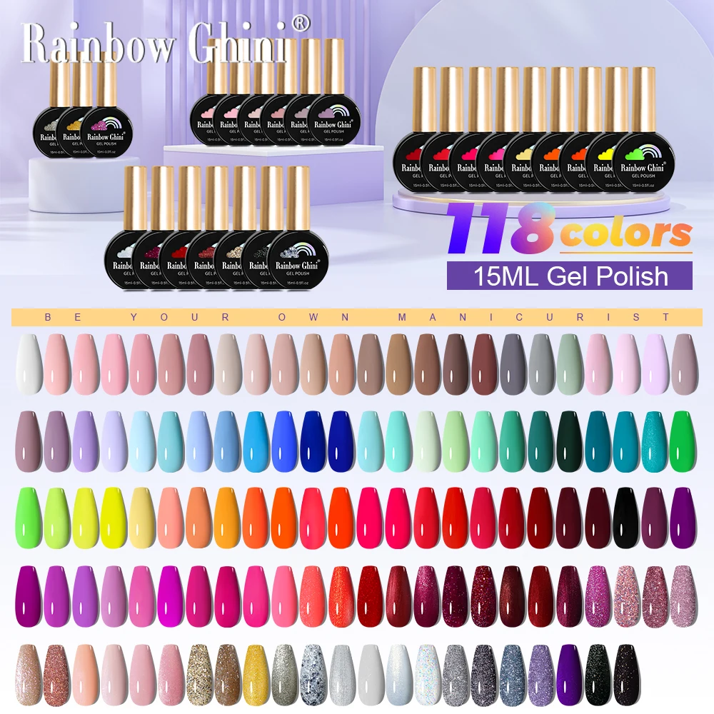 Arco-íris ghini 15ml venalisa tpo hema pintura livre gel polonês base de unhas casaco superior glitter neon borracha gel unha polonês arte suprimentos