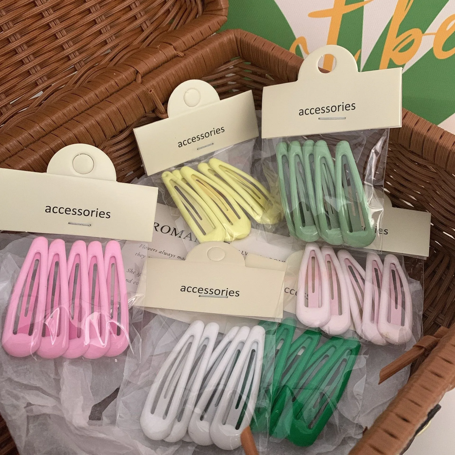 5 Pack Cute Sweet Girl Heart Small Fresh Color Hairpin Simple Personality Bangs Clip Edge Clip Hairpin BB Clip Hair Accessories