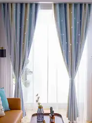 Cortinas opacas azules y rosas para niños, cortinas de estrellas para dormitorio, ojal antiguo, tratamiento de ventana superior