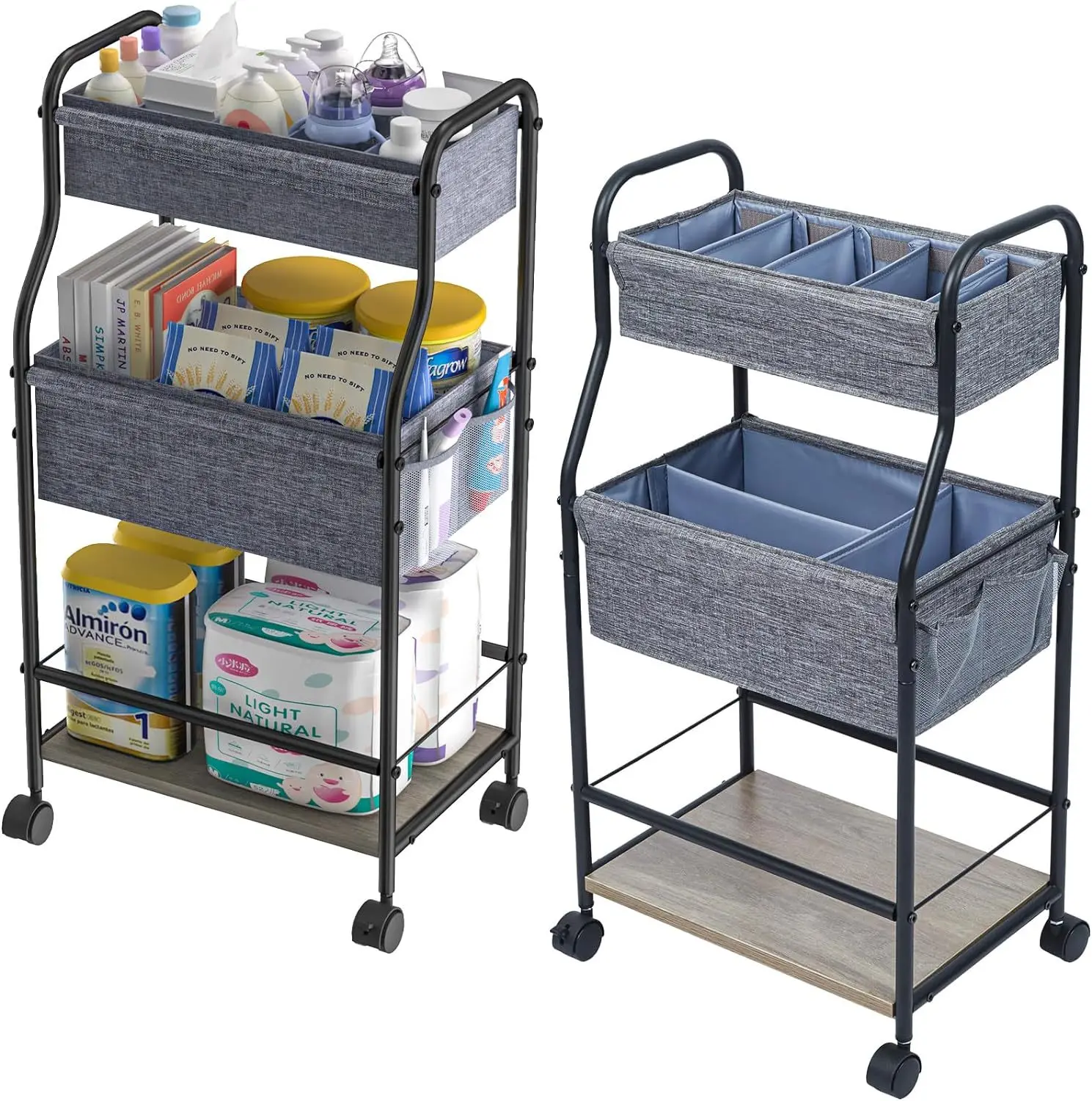 

Трансграничная тележка для детских подгузников на заказ, стеллаж для хранения детских подгузников, стойка для мелочей с роликом