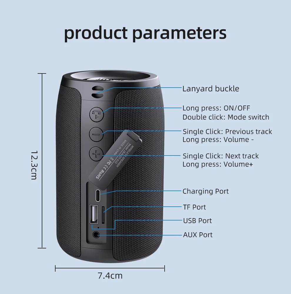 Zealot-S32 Mini Tragbarer Lautsprecher mit TWS, Bluetooth 5.3, Ausgewogenem Bass, IPX5 Wasserdicht für Alle Telefone, Outdoor – Detail 1