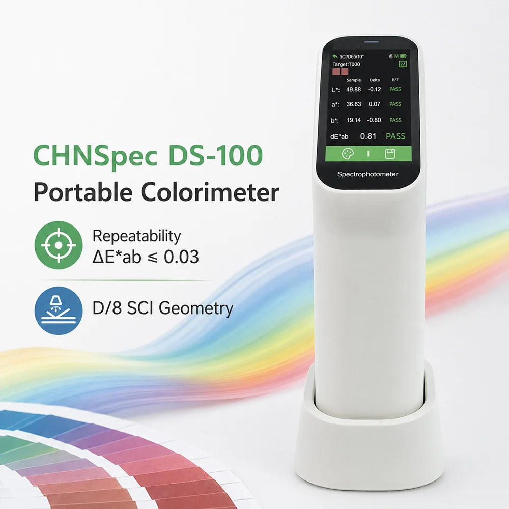 CHNSpec DS-100 Portable Colorimeter, Touch Screen dE*ab and Lab Color Tester for Paint, Printing, Plastic and Textile