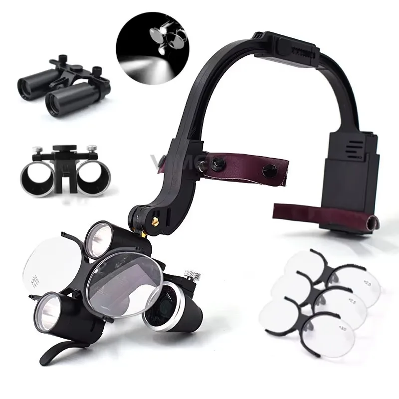 5W LED Headlight 6X Magnifier Binocular Loupes Rechargeable Lab  Equipment