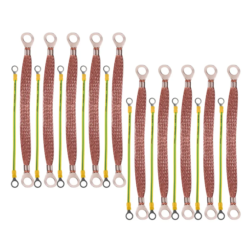 

20Pcs Copper Automotive Ground Straps Universal Heavy Duty Braided Ground Wire Engine Grounding Cable Car Electrical Safety