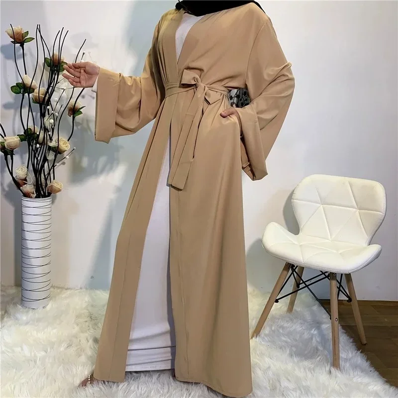 Caftán abierto liso para mujer, Abaya de Dubái, Turquía, Kimono, cárdigan, bata, Hijab musulmán, vestido de Ramadán, ropa islámica