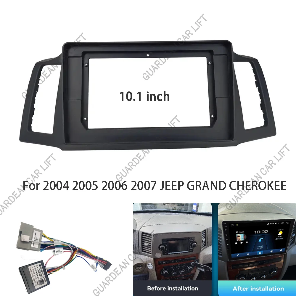 

10.1 Inch Car Radio Frame Fascia For 2004-2007 JEEP GRAND CHEROKEE Android MP5 Dashboard Cover 2 Din Head Unit Panel Trim Kit