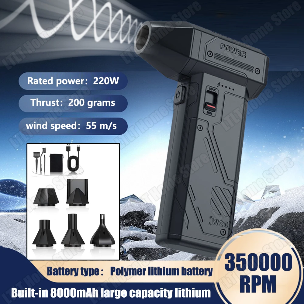 

350000RPM Mini Electric Air Duster Air Blower Super Power,Rechargeable Max wind speed 55 m/s Highspeed Brushless Motor for Clean