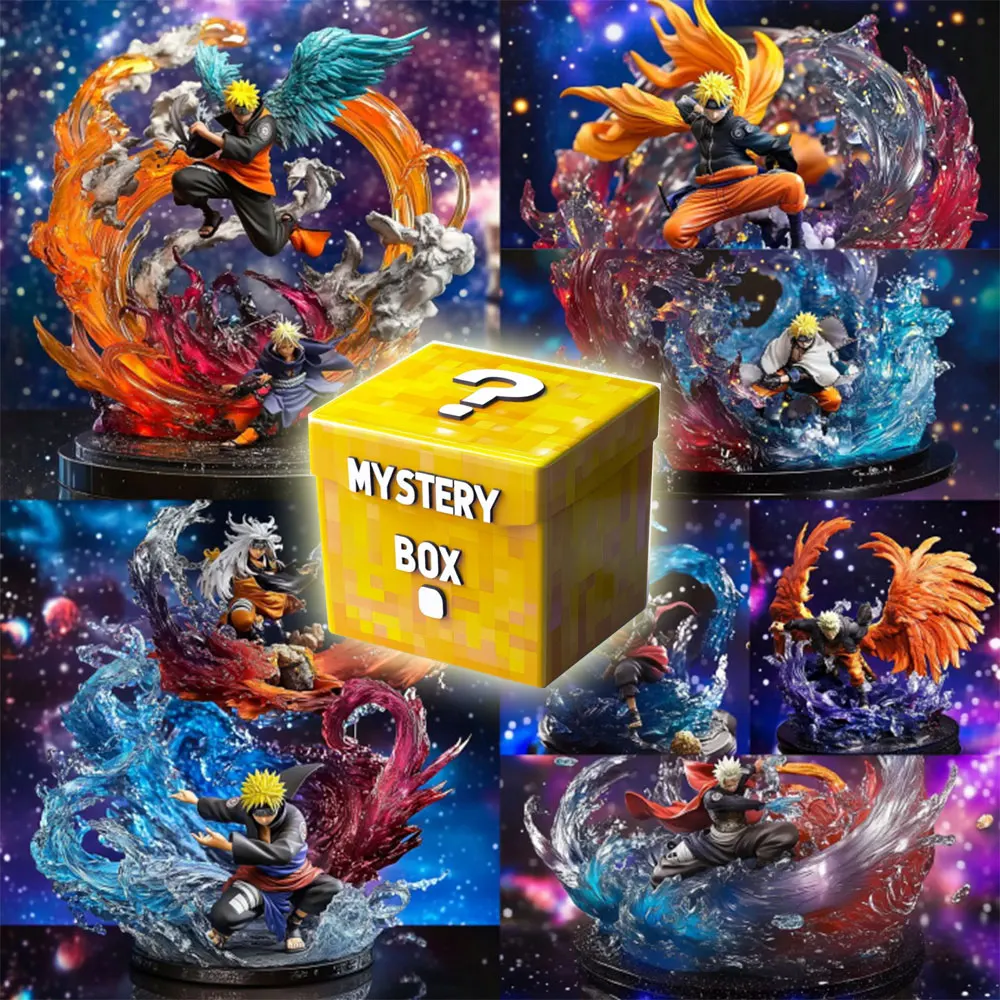 

Naruto Anime Mystery Box Lucky Surprise Figures Ninja Toys Sasuke Kakashi Gaara Tsunade Hand Sculptures Strike Model