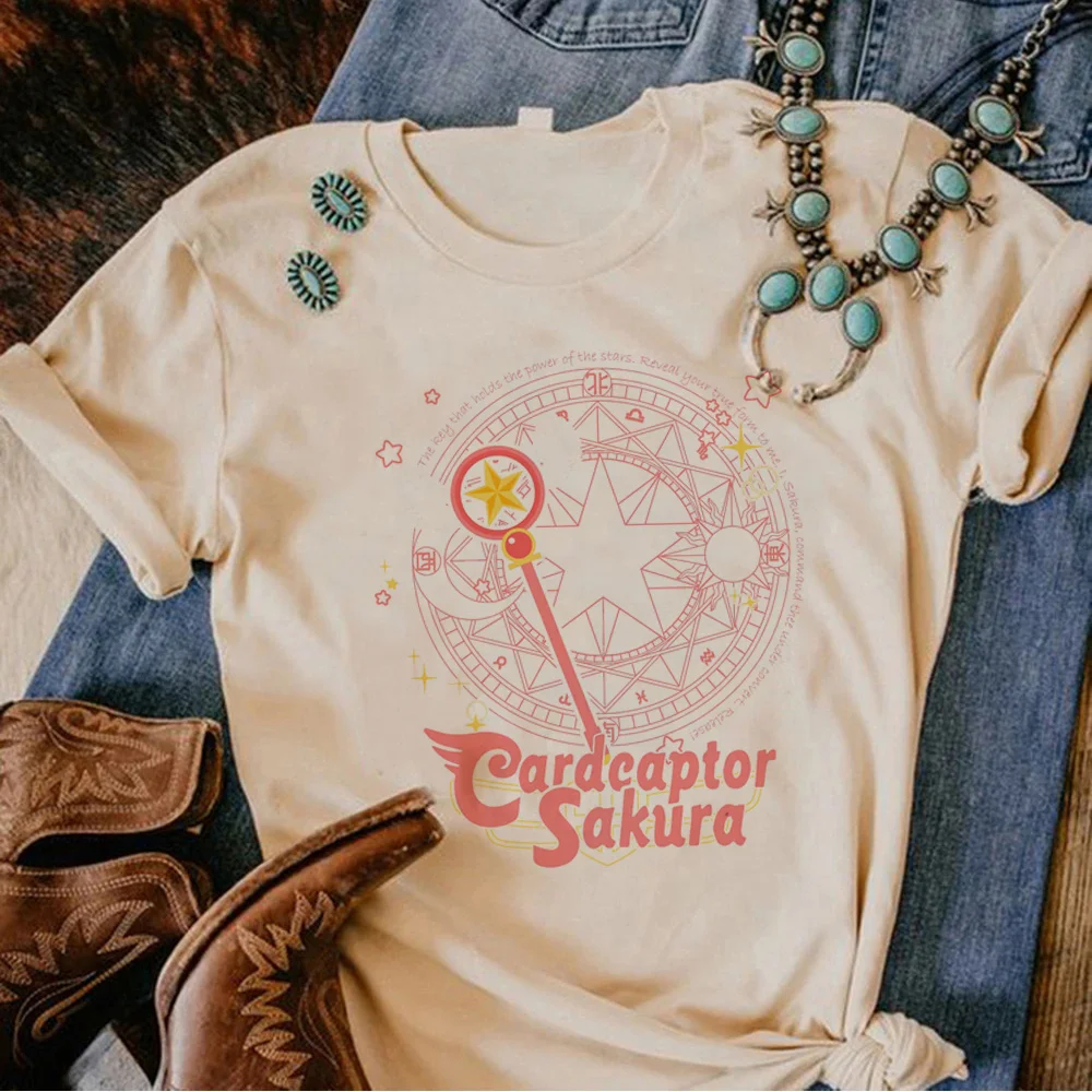 Sakura Card Captor t-shirts women Japanese t shirt girl graphic y2k anime clothes