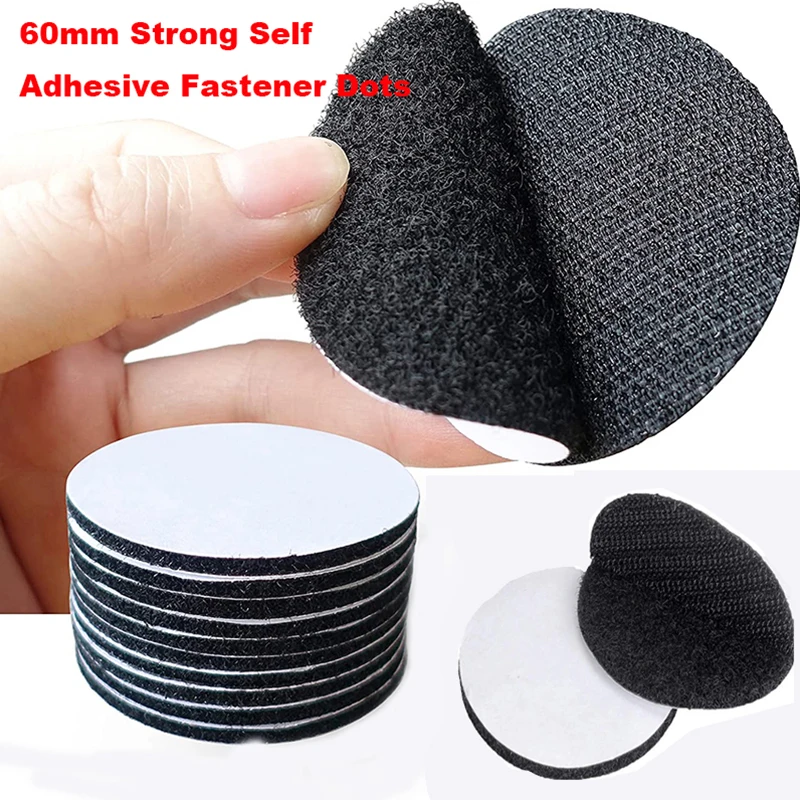 5-30Pairs 60mm Strong Self Adhesive Fastener Dots Nylon Sticker Hook and Loop Magic For Bed Sheet Sofa Mat Carpet Anti Slip