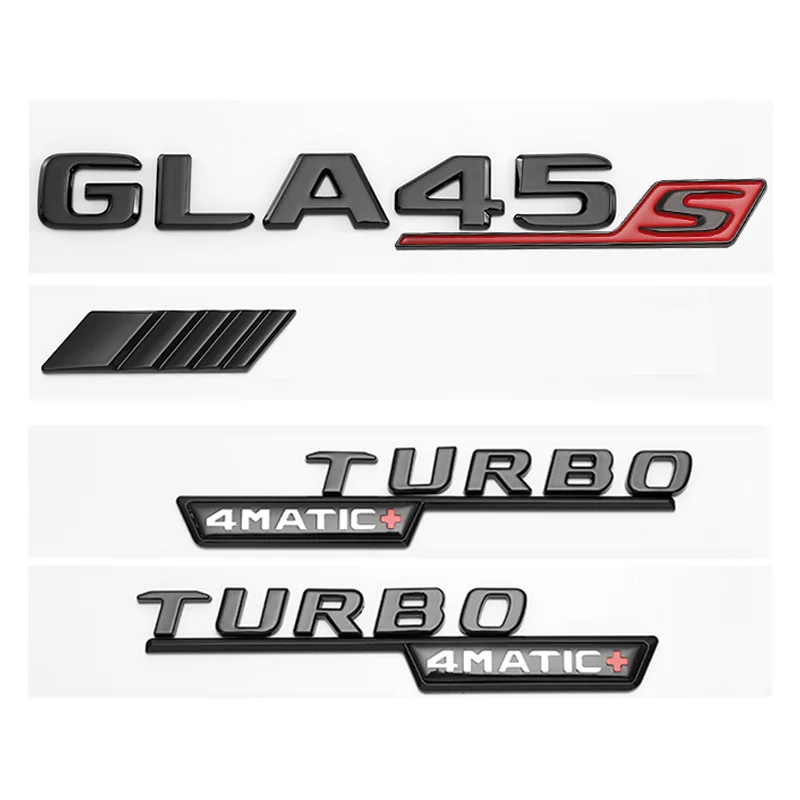 

2017 Black Letters GLA35 GLA45 GLA45S Turbo 4matic+ Emblem for Mercedes Benz AMG Car Fender Trunk Rear X156 Logo Sticker