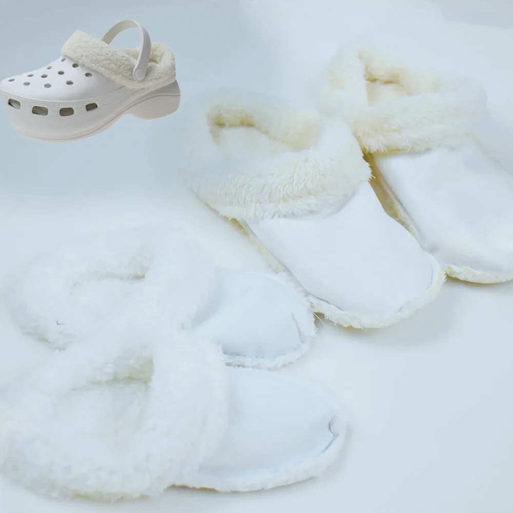 Winter Clogs Shoe Replacement Inserts Furry Covers Cave Shoes Fleece Liner Removable White Cotton Cover 1 Pair for Kids Adults