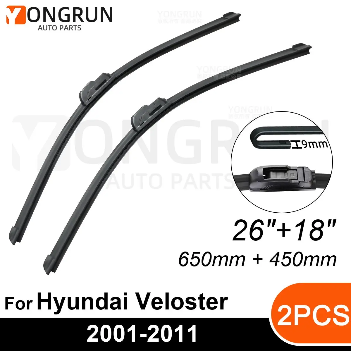 

Front Wipers For Hyundai Veloster 2001-2011 Wiper Blade Rubber 26"+18" Car Windshield Windscreen Accessories 2007 2008 2009 2010