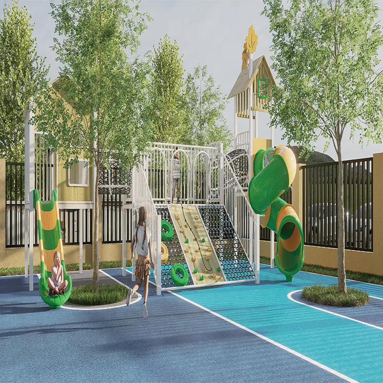 

Customizable Large Combination Unpowered Wood Plastic Amusement Slide for Kindergarten Outdoor Playground Equipment School