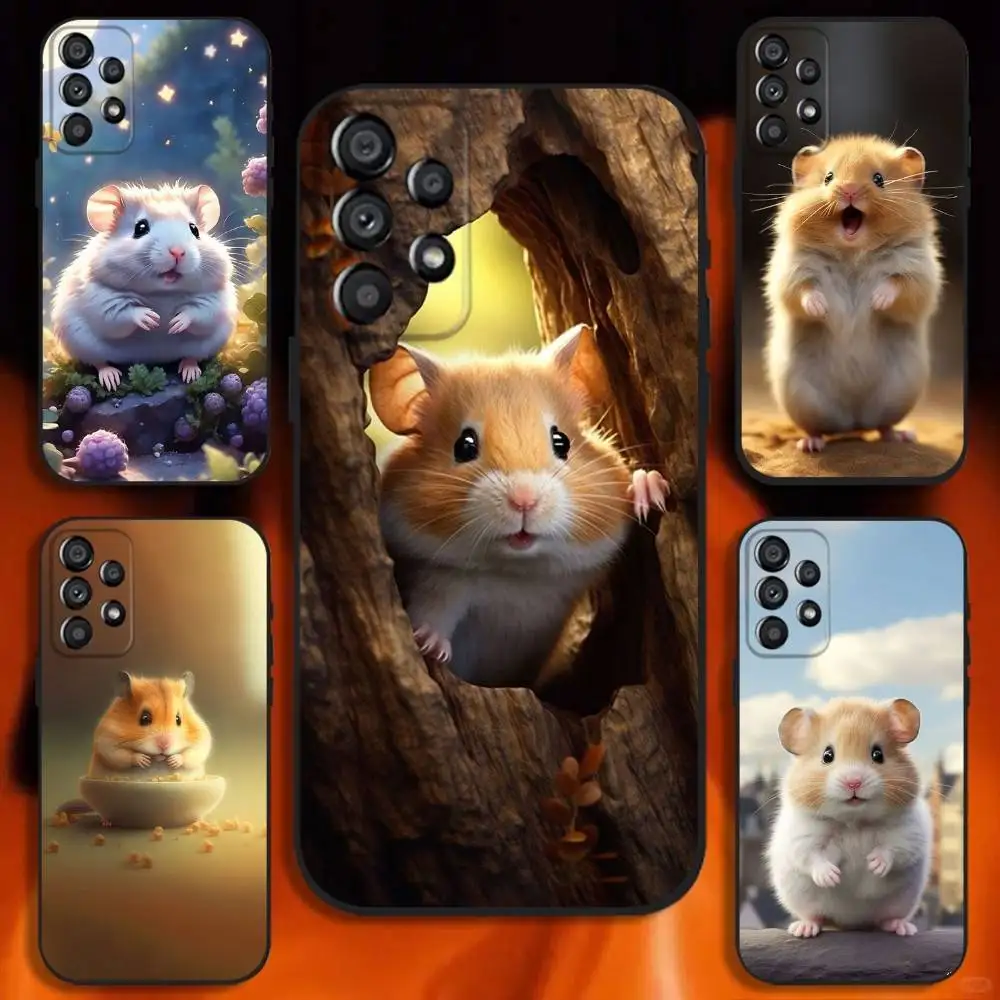 

Cute Lovely Pet Hamster Phone Case For Samsung Galaxy A20,A21s,A22,A31,A32,A52,A53,A72,73,A80 Soft Black Cover