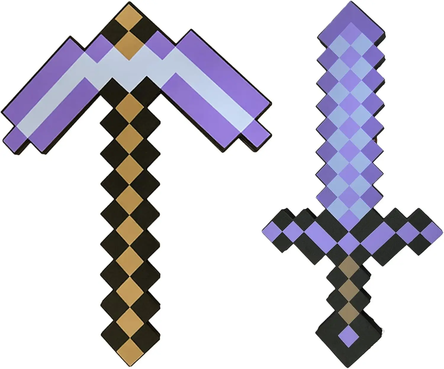 Kids Foam Sword and Pickaxe Set for Halloween Cosplay Video Game Parties (Purple)