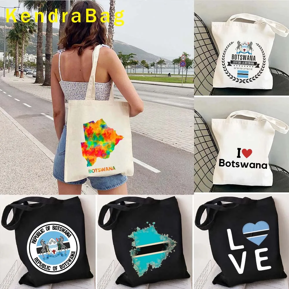 

Botswana Country Map Flag Emblem Magnet Saying Africa Gift Love Heart Shopper Harajuku Canvas Totes Bag Cotton Shopping Handbags