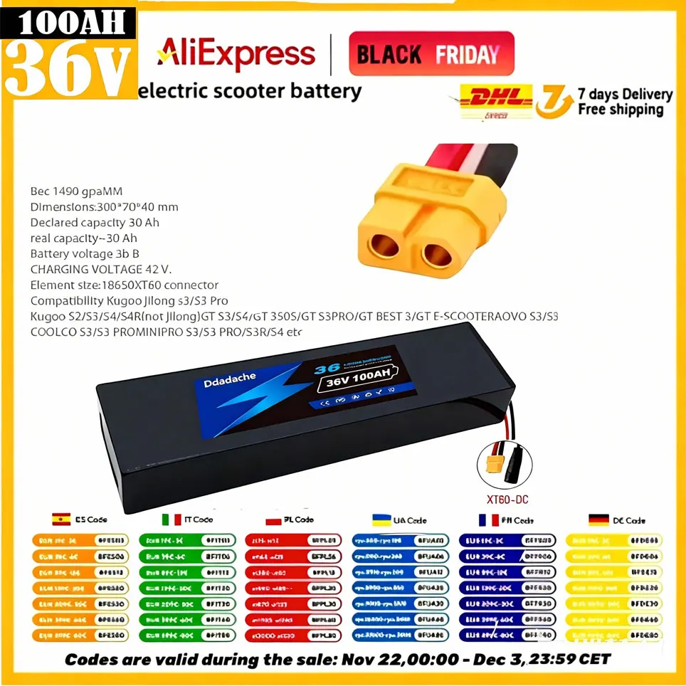Nouveau modèle 2026, pack de batterie lithium-ion 10S3P 18650, 36V, 100000mAH, adapté aux scooters électriques S1/S2/S3
