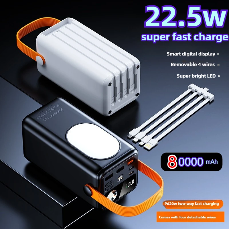Portable Charger 22.5W Fast Charging Power Bank 80000mAh Supports 7 Devices To Charge Simultaneously External Battery