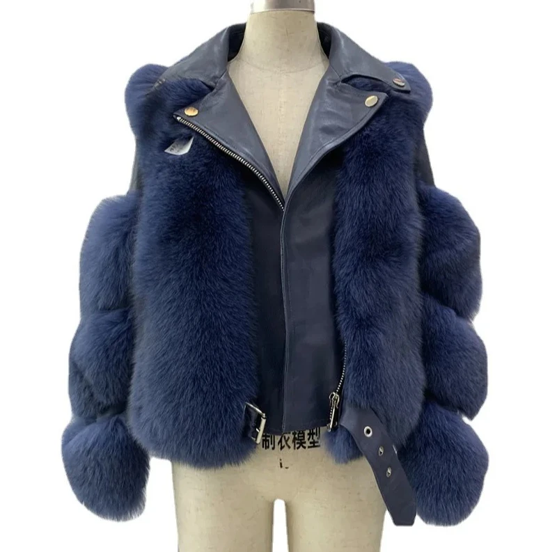 เสื้อโค้ทขนสั้นเทียมสไตล์ขนสุนัขจิ้งจอกสำหรับผู้หญิง - รุ่นใหม่ปี 2025 สไตล์ไบค์เกอร์และอินฟลูเอนเซอร์ ทรงเข้ารูป