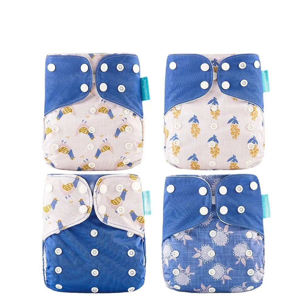 

Happyflute New Prints 3-15kg Hot Sale OS Pocket Diaper Washable&Reusable Absorbent Ecological Diaper Cover Adjustable Baby Nappy