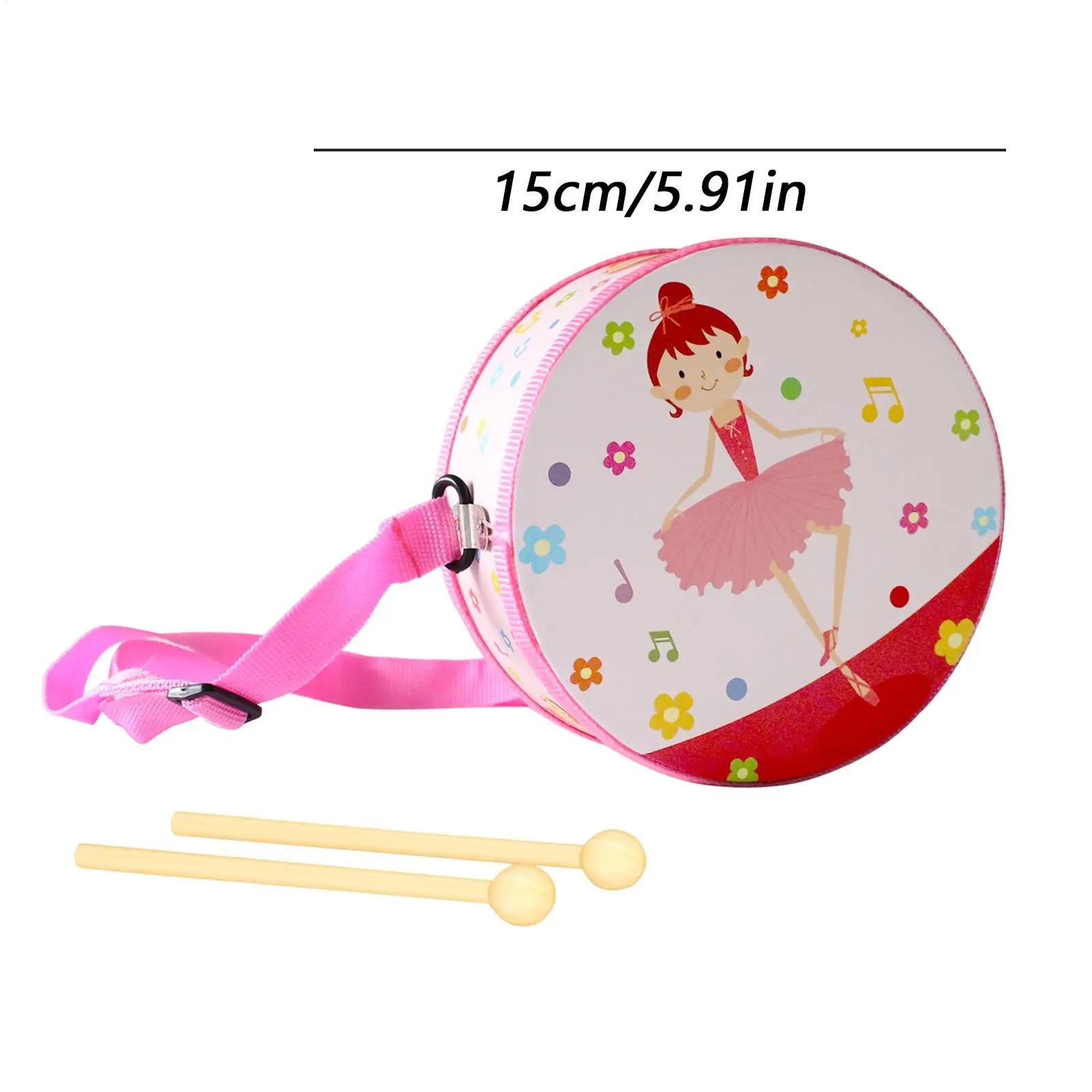 Tambour pour enfants, Instrument de musique éducatif, sangle réglable de 5,9 pouces, ensemble d'instruments de jouets pour garçons et filles de 2 à 5 ans