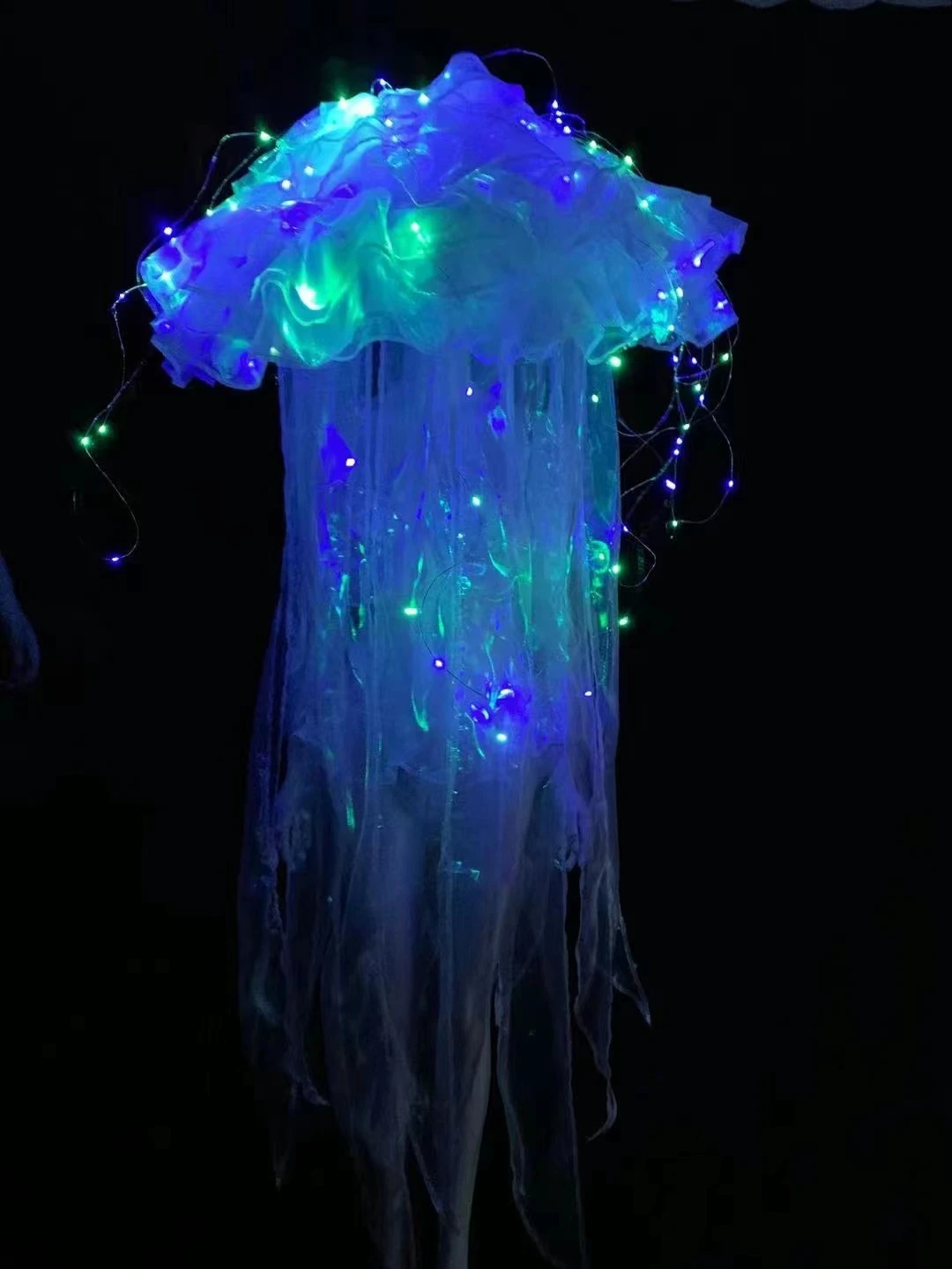 LED jellyfish umbrella luminous umbrella headwear stage performance Valentine\'s day jellyfish nightclub bar gogo costumes