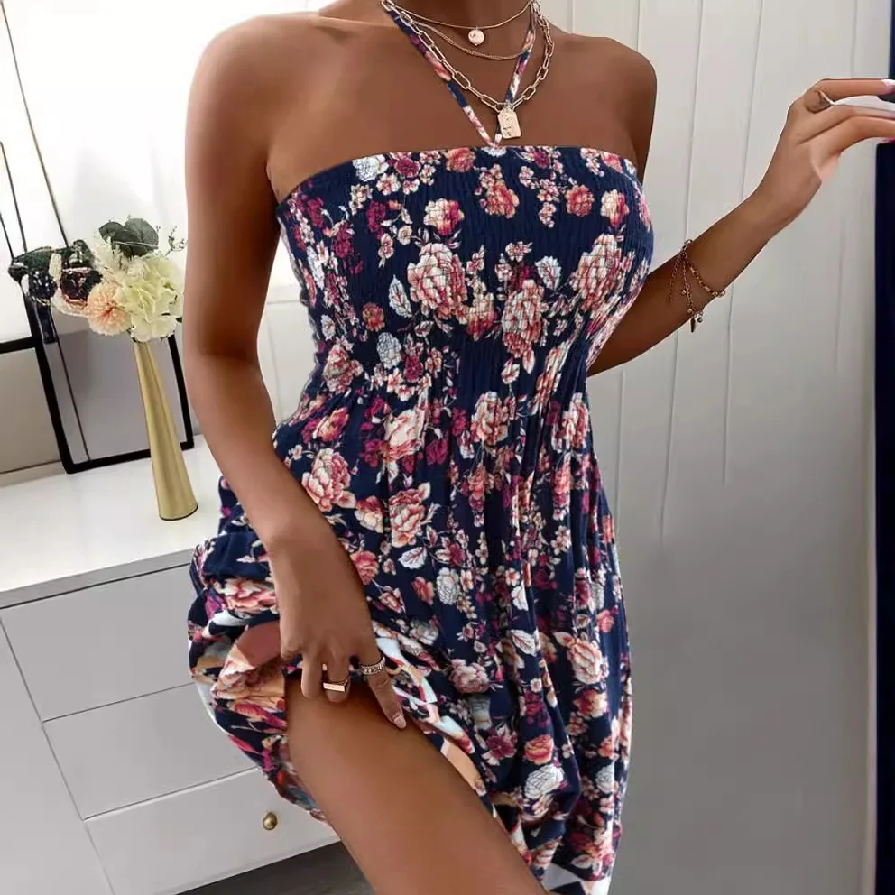 

Sexy Dresses Woman Summer 2024 New Fashion Versatile Sleeveless Hanging Neck Dress for Female Elegant Short Skirt Streetwear