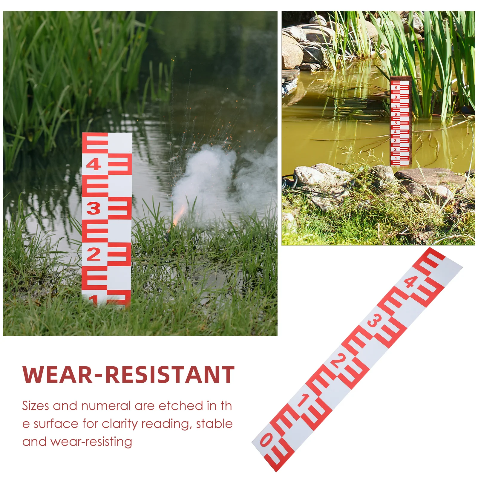 

Water Level Gauge Reflective Self-Adhesive Premium Aluminum Alloy Accurate Water Height Measuring Tool Pool Supplies