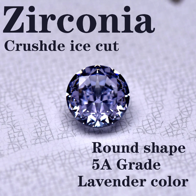 Synthetischer Edelstein Top Crushed Ice Cut Kubischer Zirkonia Runde Form Lavendelfarbe 4K Schliff 5A+ Qualität für Schmuckherstellung – Detail 1