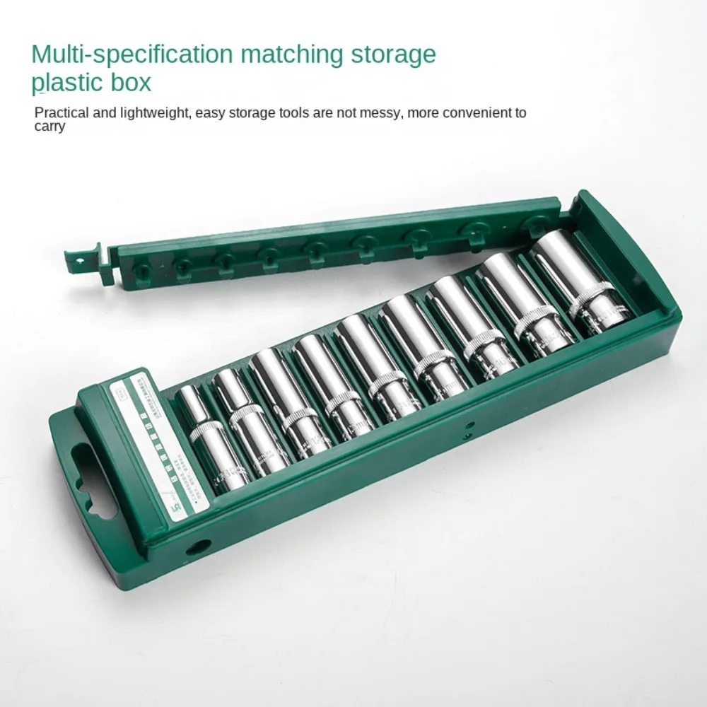 New ABS Wrench Storage Box Plastic Green Storage Tool Multifunctional 1/4" 3/8" 1/2" Wrenchs Holder Hexagonal Bits