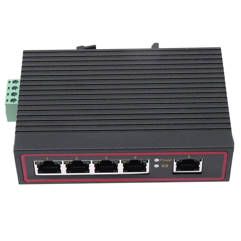 Populer-5-Port RJ45 10/100M Ethernet Desktop Switch HUB Jaringan Laptop DIN Jenis Rel