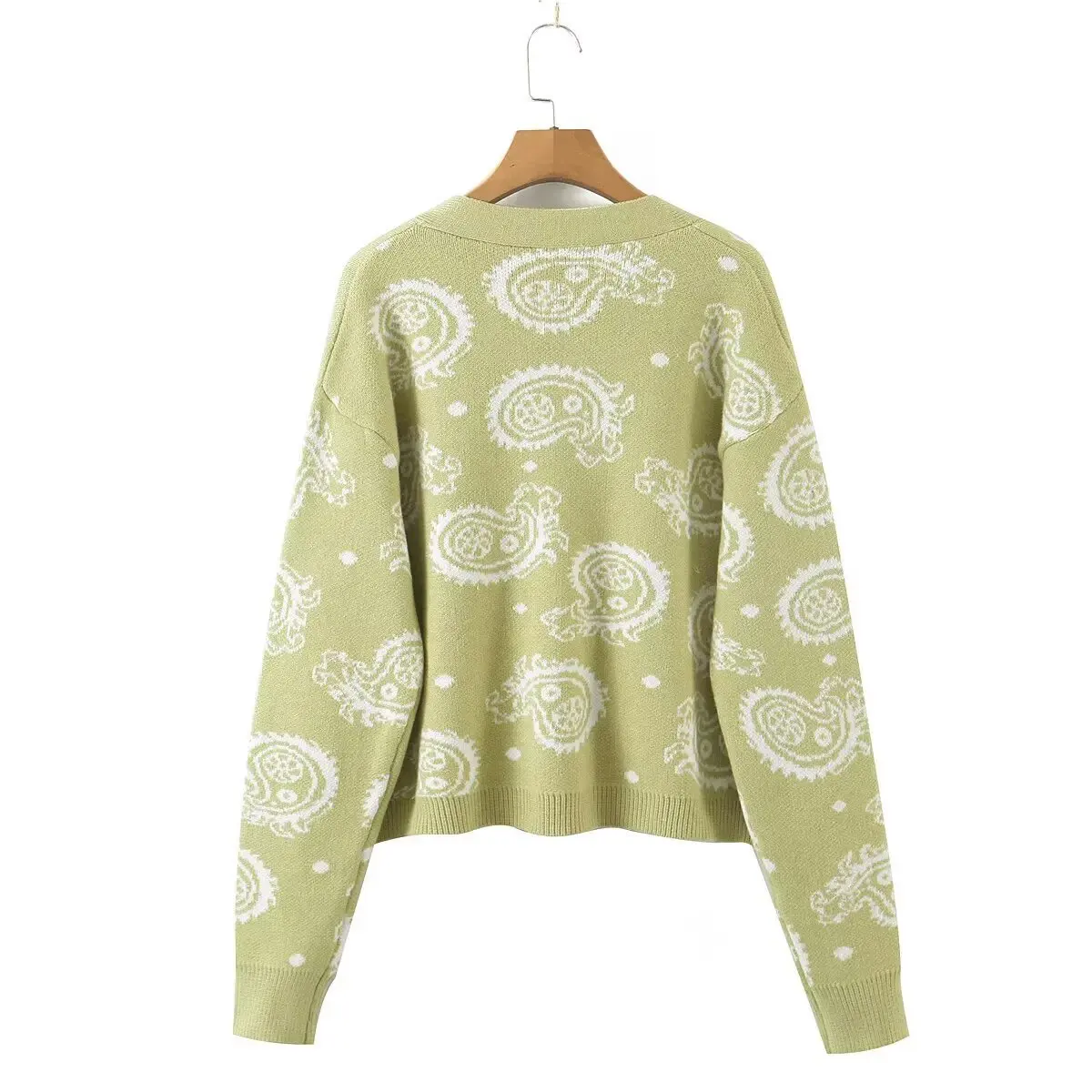 Dave&Di Ins Fashion Blogger Knitted Cardigans Women Top Jacquard Sweater For Women Single Breasted Autumn Coat Women