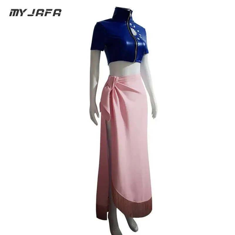 Нико Робин Косплей Костюм Парик Очки Туфли на высоком каблуке Пальто из искусственной кожи + юбка + повязка