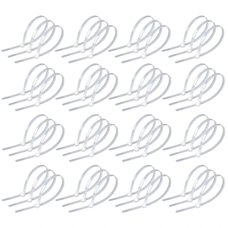 100Pcs Reusable Zip Ties 7.9 Inch, Releasable Cable Ties White 50Lbs Tensile, Adjustable Tie Wraps For Cord Management