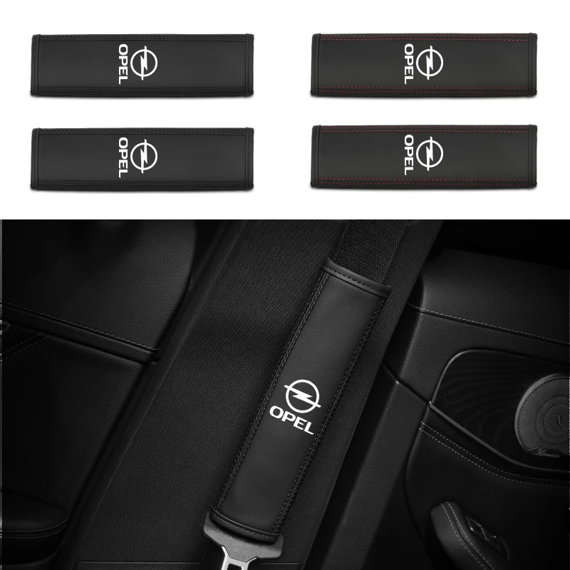 Car Seat Belt Shoulder Cover Leather Adjustable Shoulder Pads For Opel Corsa Astra Insignia Vectra Zafira Meriva Mokka Grandland