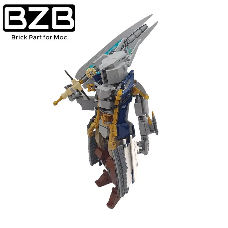 

BZB MOC Mech Fighting Warrior Wearing Armor Holding Sword Knight Model Children's Educational Toys kids Birthday Gifts