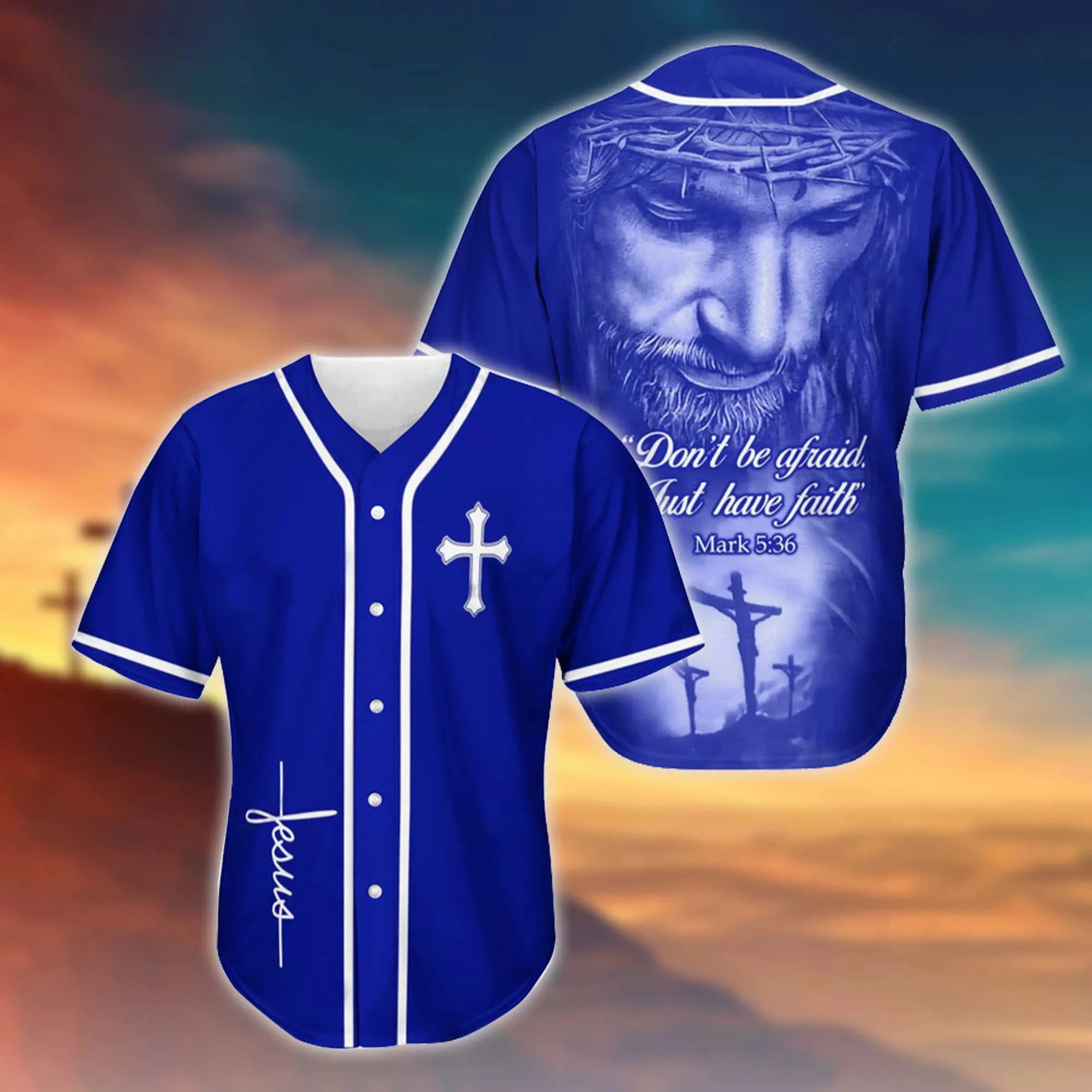 New Men's Harajuku Summer Baseball Jersey Jesus 3D Printed Fashion Baseball Shirt Unisex Street Casual Sports Baseball Jersey