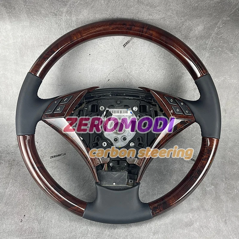 Replacement Wood Steering Wheel with Leather for BMW E60 5 Series 2003-2010