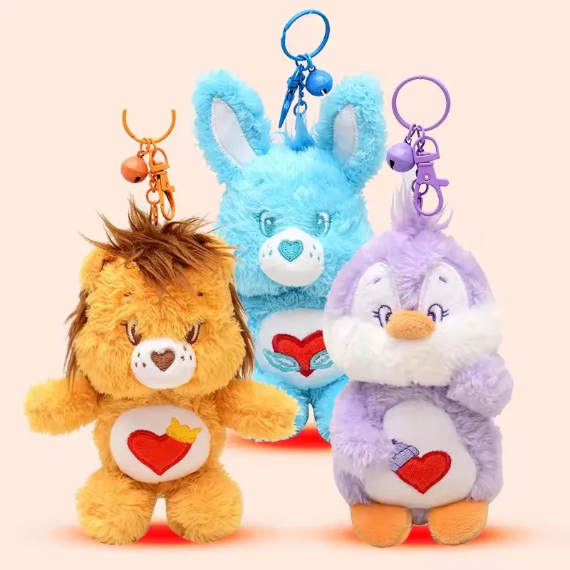 Kawaii Anime New Care Bears Plush Toy Pendant Y2K Fashion Cartoon Rainbow Bear Plush Toy Bag Keychain Pendant Gift for Friends