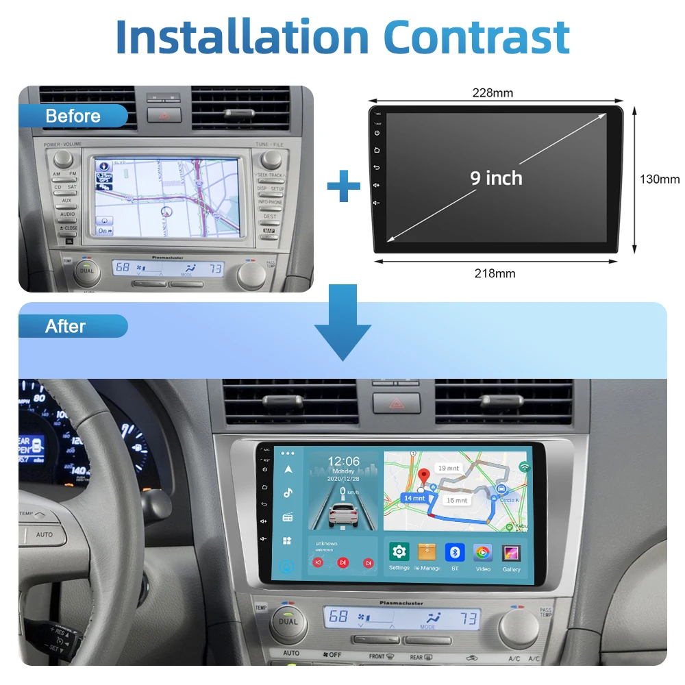 Podofo Wireless CarPlay Android Auto Radio For Toyota Camry 40 50 2006-2011 Car Multimedia GPS 2din autoradio