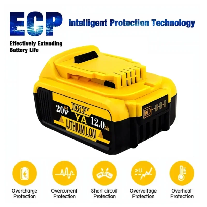 20V Lithium-ion Battery for Dewalt Tools Replacement Battery Compatible with DCB200 DCB206 DCB207 DCB204 DCB203 & Charger