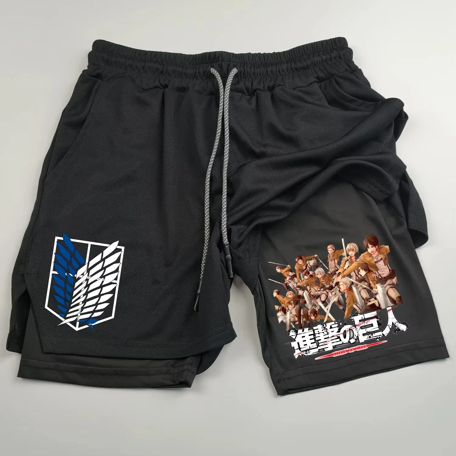 

Attack on Titan Animation Joint Printing 2-in-1 Sports Shorts 2025 Summer New Men's and Women's Fitness Running Leggings Shorts