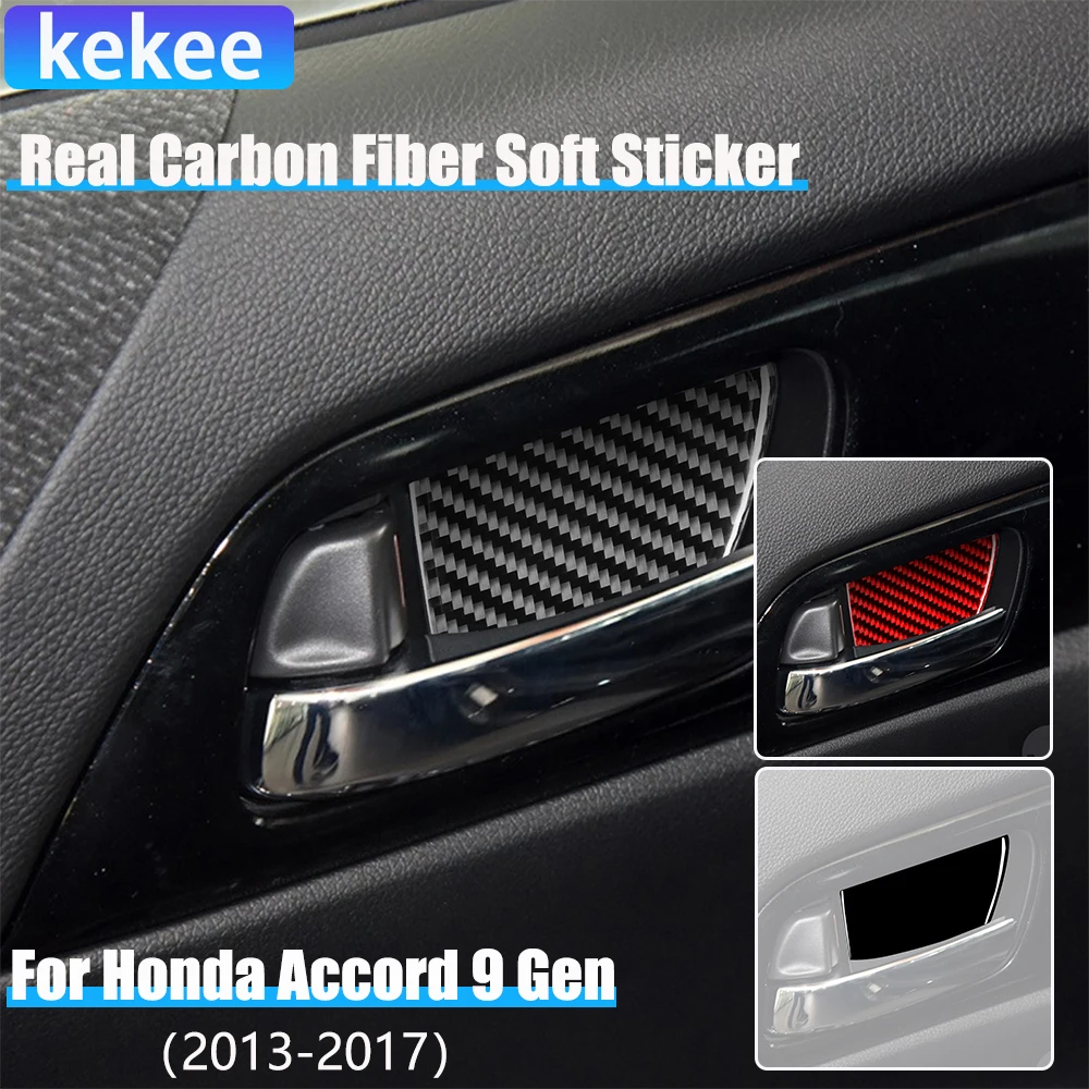 

Real Carbon Fiber Car Accessories Door Handle Bowl Panel Trim Cover Soft Sticker For Honda Accord 9th Gen 2014 2015 2016 2017