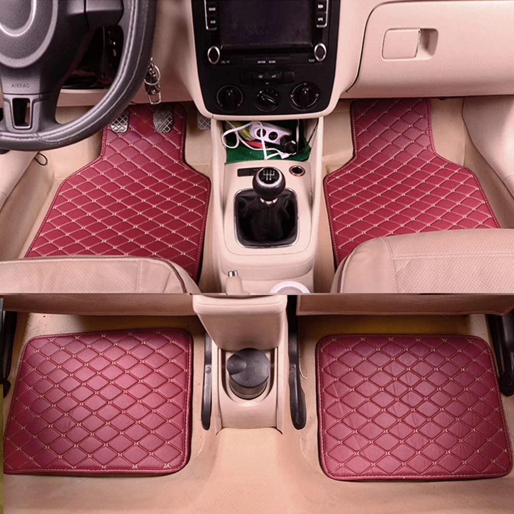 

4pcs Leather Car Floor Mat Car-Styling Interior Accessories Mat Floor Carpet Floor Liner Waterproof Foot Pad Protector Universal