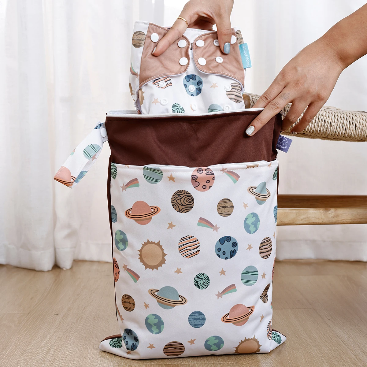 Elinfant 1 Piece Portable Wet/Dry Storage Bag Waterproof Diaper Bag With Handle& Zippers